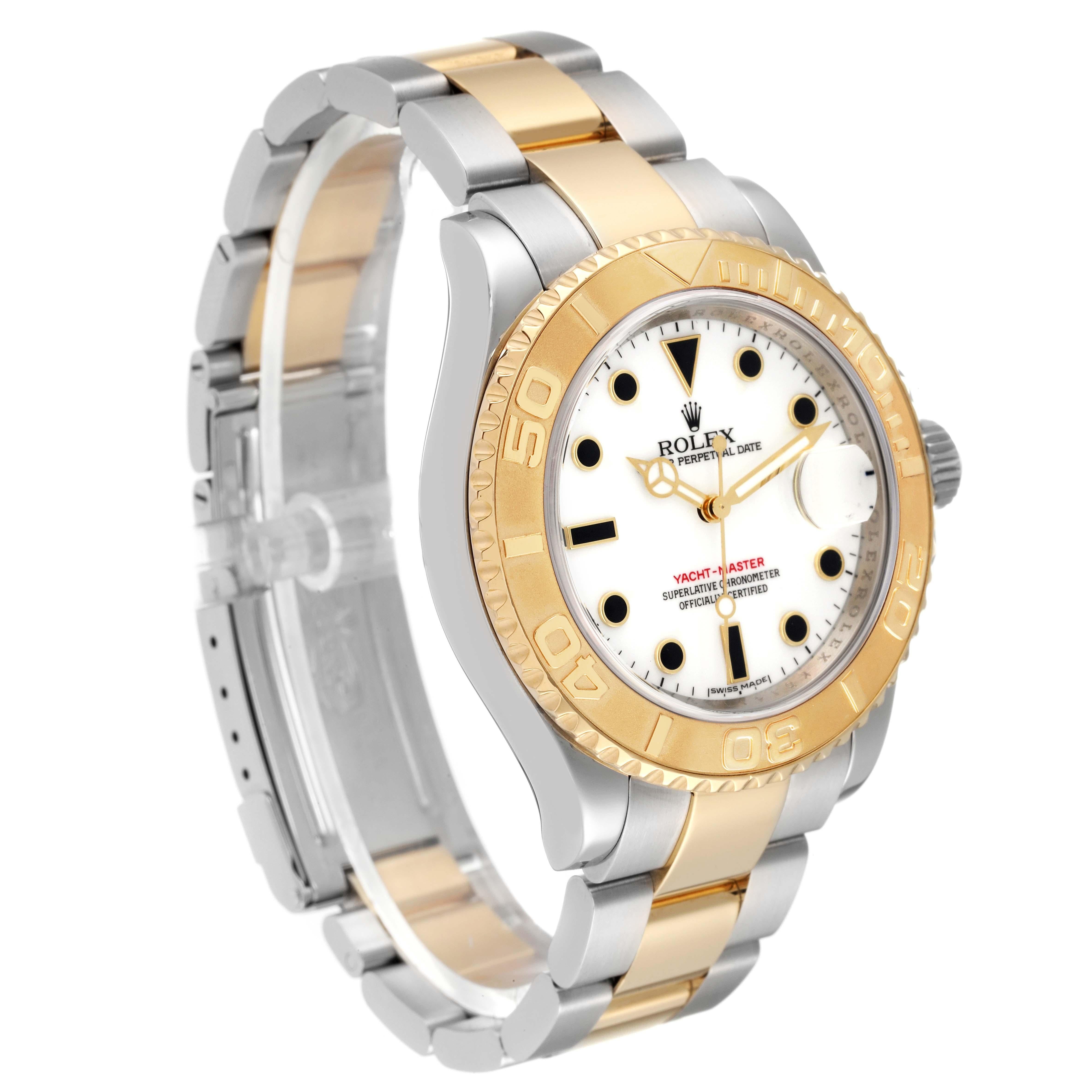 Men's Rolex Yachtmaster Steel Yellow Gold White Dial Mens Watch 16623 Box Card