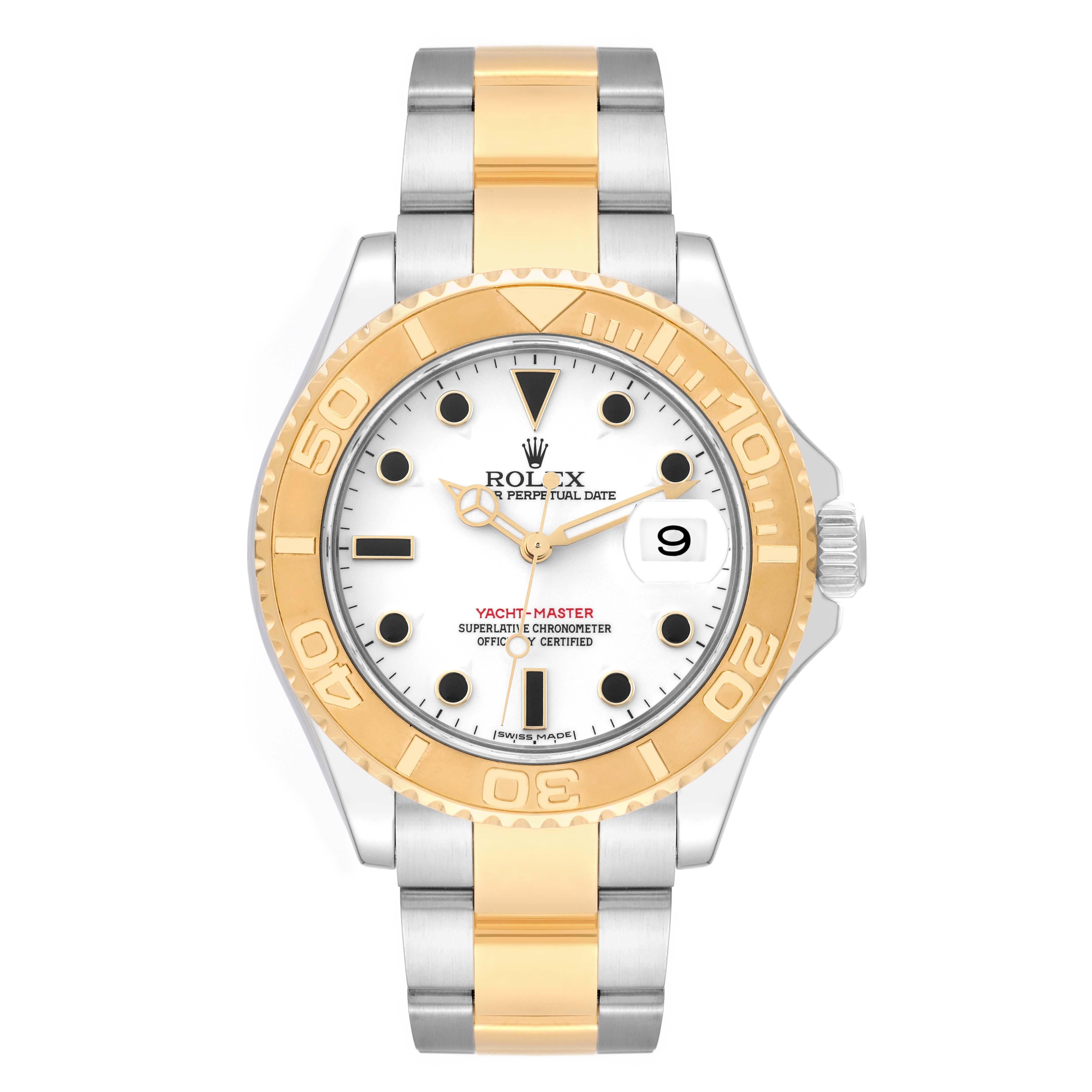 Men's Rolex Yachtmaster Steel Yellow Gold White Dial Mens Watch 16623 Box Papers