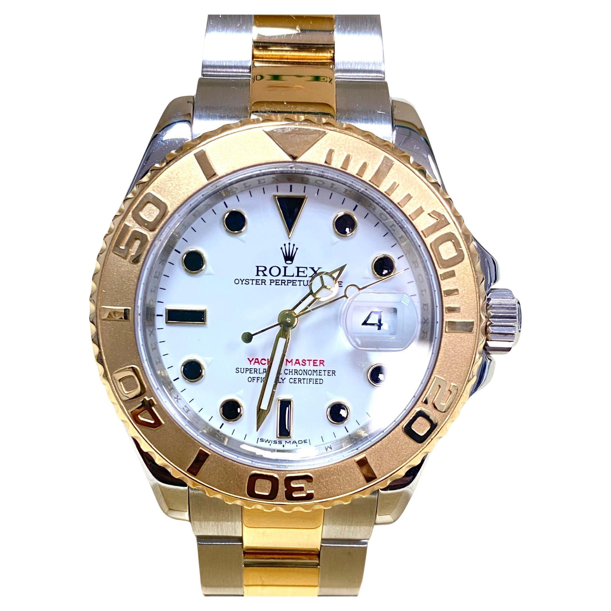 1986 Rolex Men's Two Tone Watch 16013 Gold Linen Stick Dial at 1stDibs