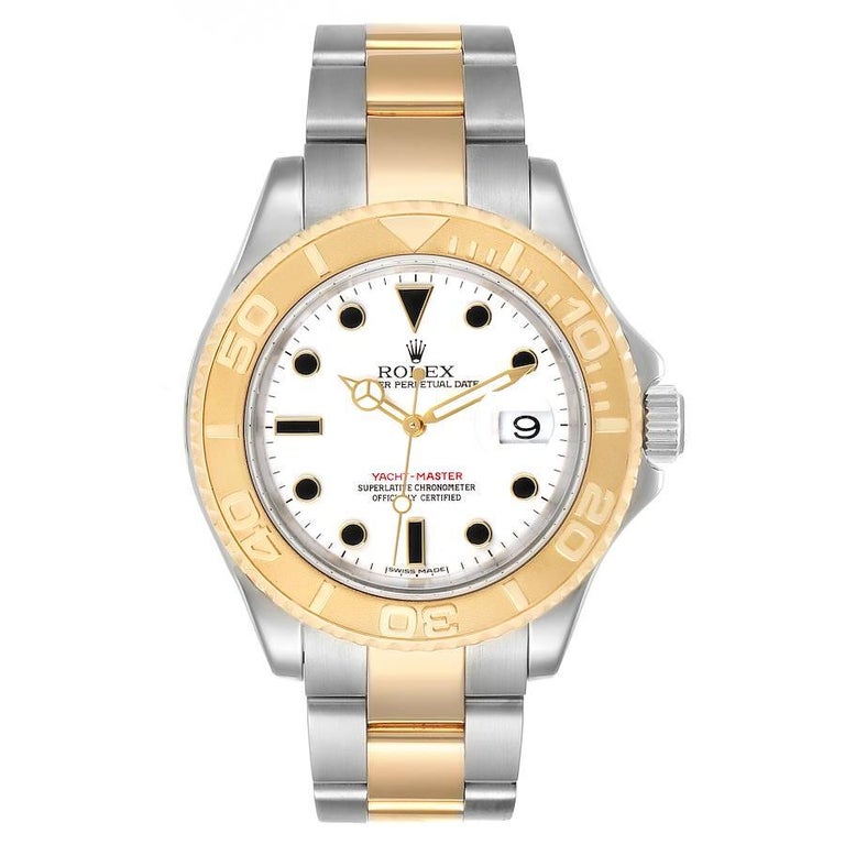 Rolex Yachtmaster White Dial Steel Yellow Gold Men's Watch 16623 Box ...