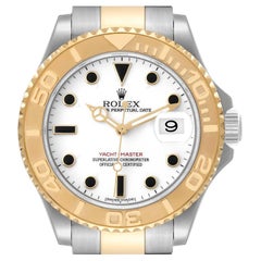 Used Rolex Yachtmaster White Dial Steel Yellow Gold Mens Watch 16623