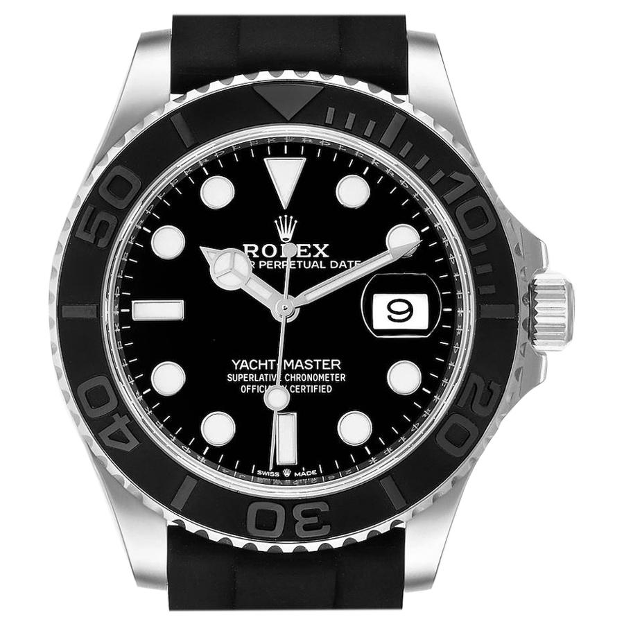 Rolex Yachtmaster White Gold Black Rubber Strap Men's Watch 226659 Box Card For Sale