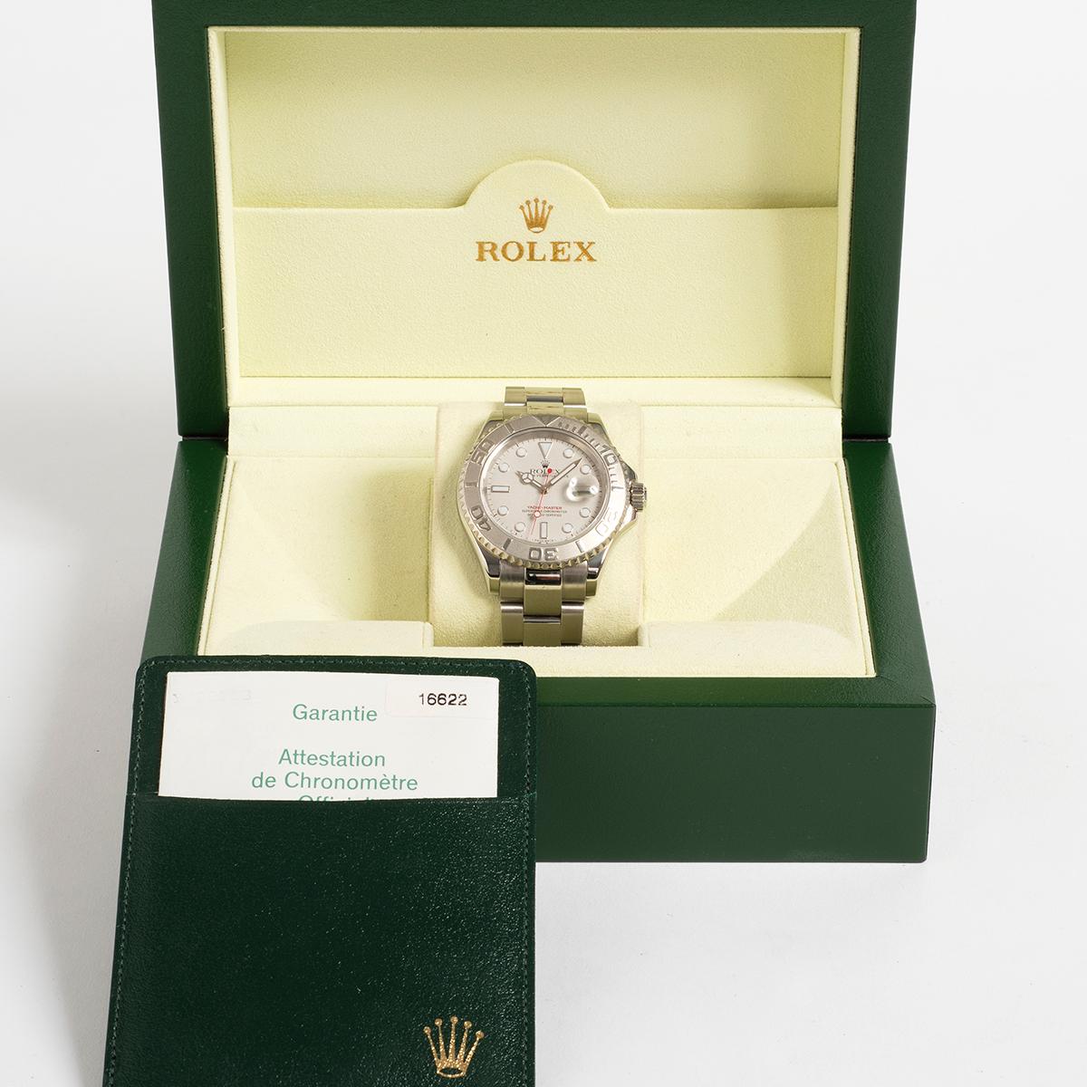 Rolex Yachtmaster Wristwatch Ref 16622. Platinum Bezel, Discontinued, Yr 2003. For Sale 1