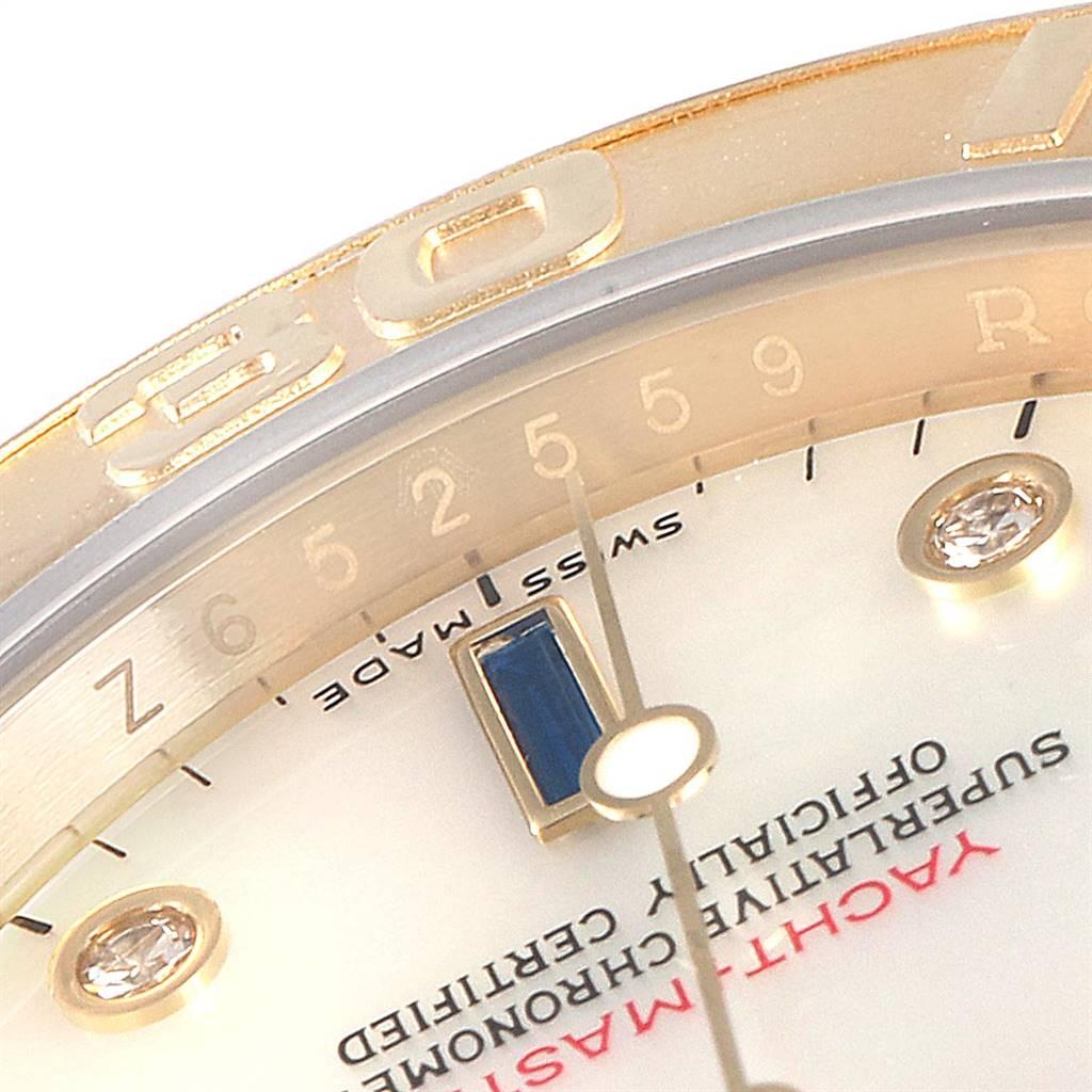 Rolex Yachtmaster Yellow Gold MOP Diamond Sapphire Serti Watch 16628 In Excellent Condition In Atlanta, GA