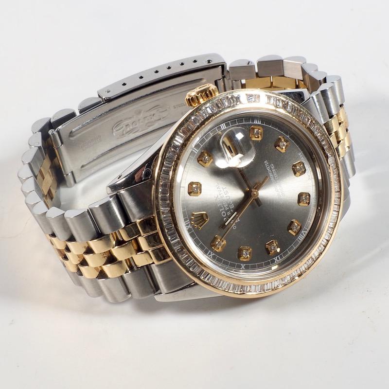 Rolex Yellow Gold and Diamond DateJust Oyster Perpetual Wristwatch In Excellent Condition In London, GB
