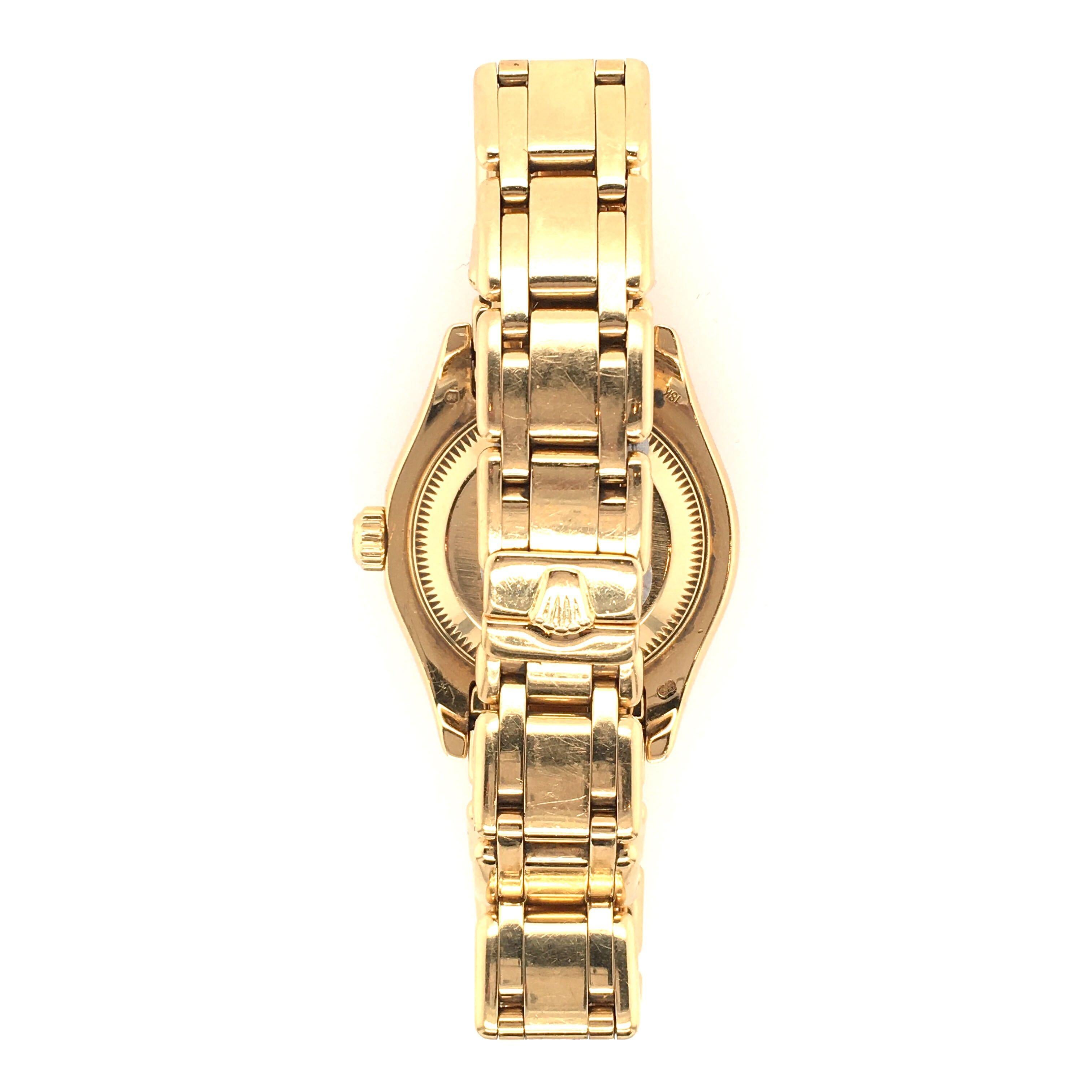 Round Cut Rolex Yellow Gold and Diamond Ladies Pearlmaster Watch
