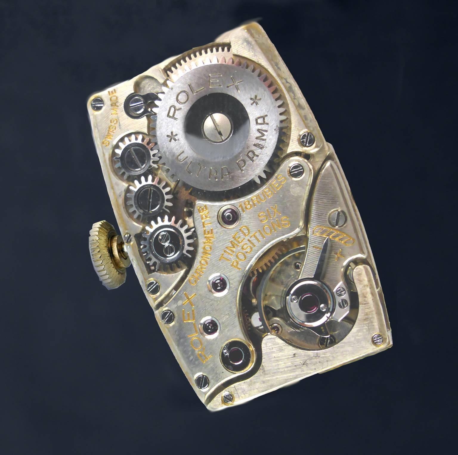 Rolex Yellow Gold Art Deco Articulated Lugs Chronometre Wristwatch, 1937 7
