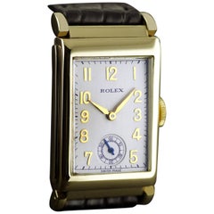 Rolex Yellow Gold Art Deco Articulated Lugs Chronometre Wristwatch, 1937