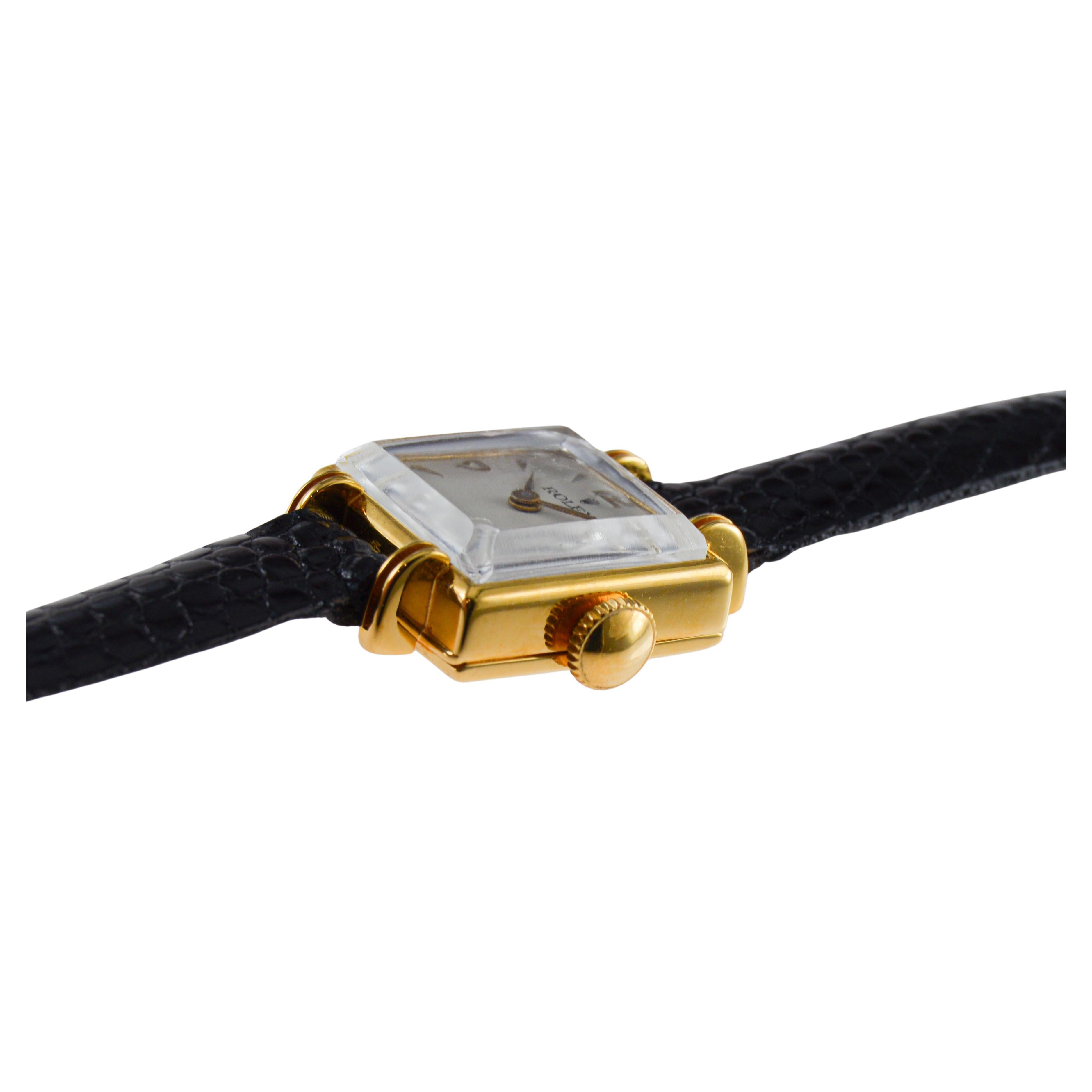 Reloj de vestir Rolex Art Déco de oro amarillo para señora 6