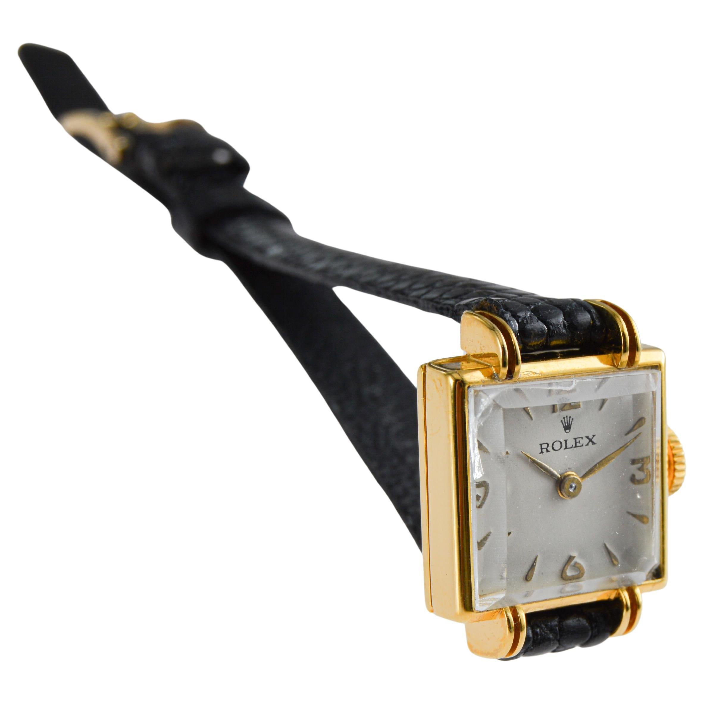 Reloj de vestir Rolex Art Déco de oro amarillo para señora 2