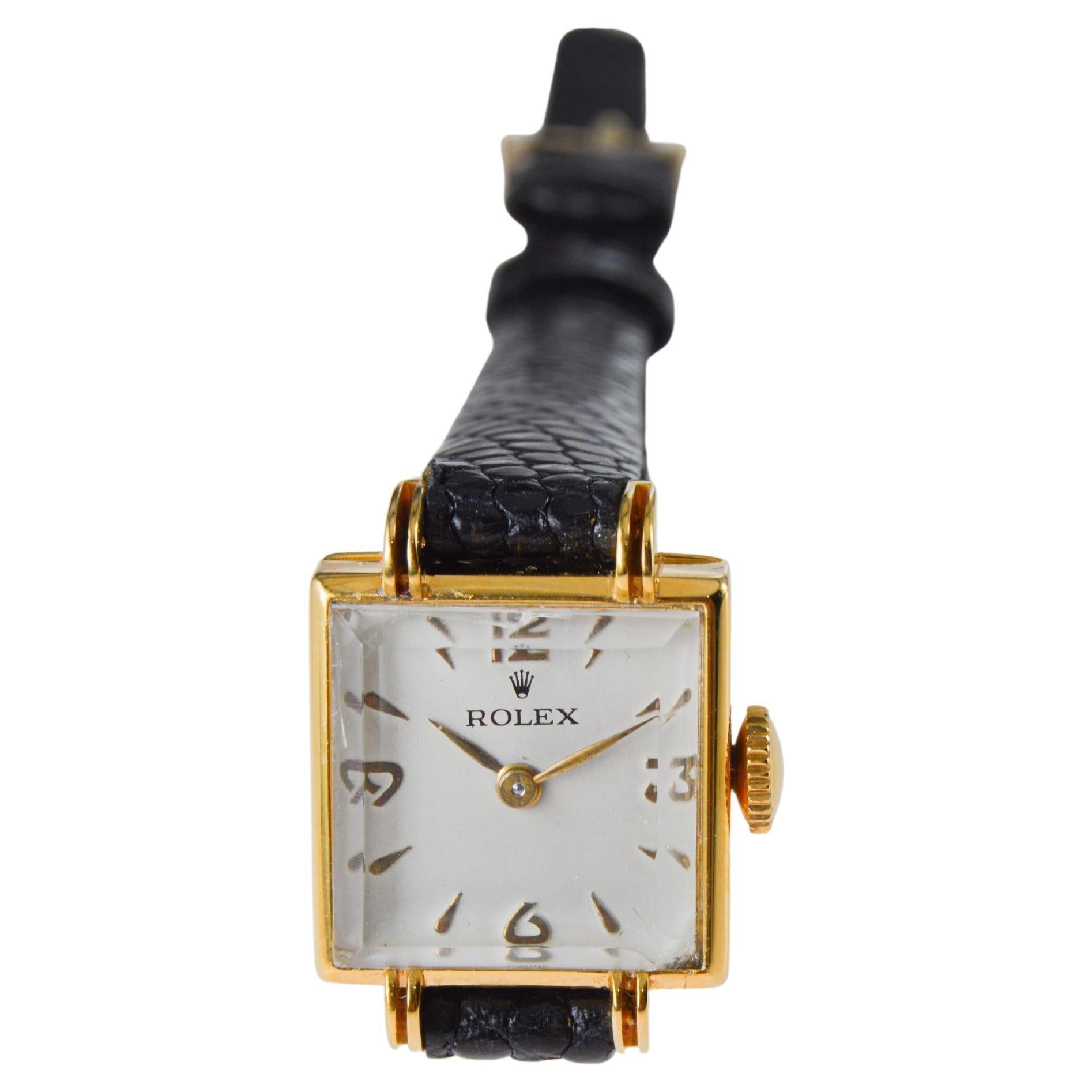 Reloj de vestir Rolex Art Déco de oro amarillo para señora 4