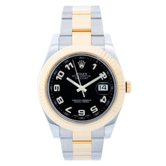 Rolex yellow Gold Black Dial Datejust II Automatic Wristwatch Ref 116333 
