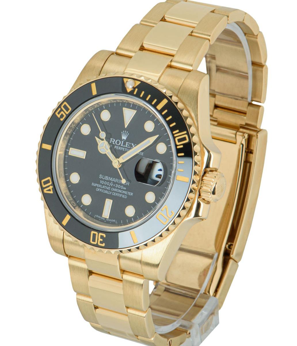 Rolex Yellow Gold Black Dial Submariner 
