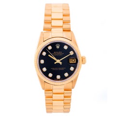 Rolex Yellow Gold black diamond dial President Automatic Wristwatch Ref 68278 