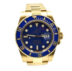 Rolex Yellow Gold Blue Ceramic Submariner automatic Wristwatch Ref 116618LB