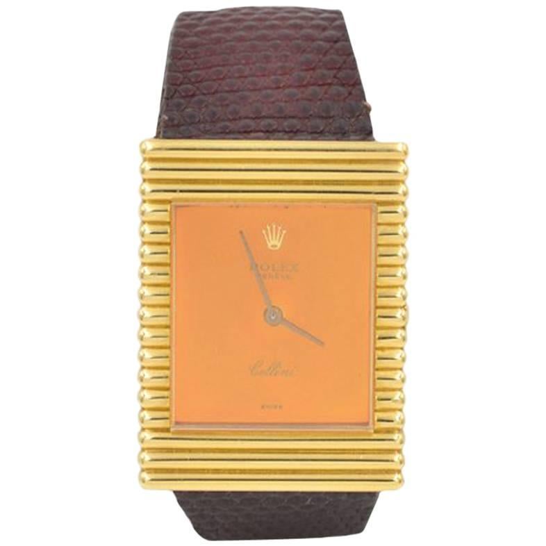 Rolex Yellow Gold Cellini orange dial manual Wristwatch Ref 4012, circa 1973 For Sale