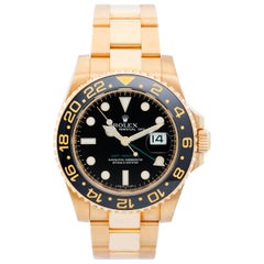 Rolex Yellow Gold Ceramic Bezel GMT Master II Automatic Wristwatch Ref 116718