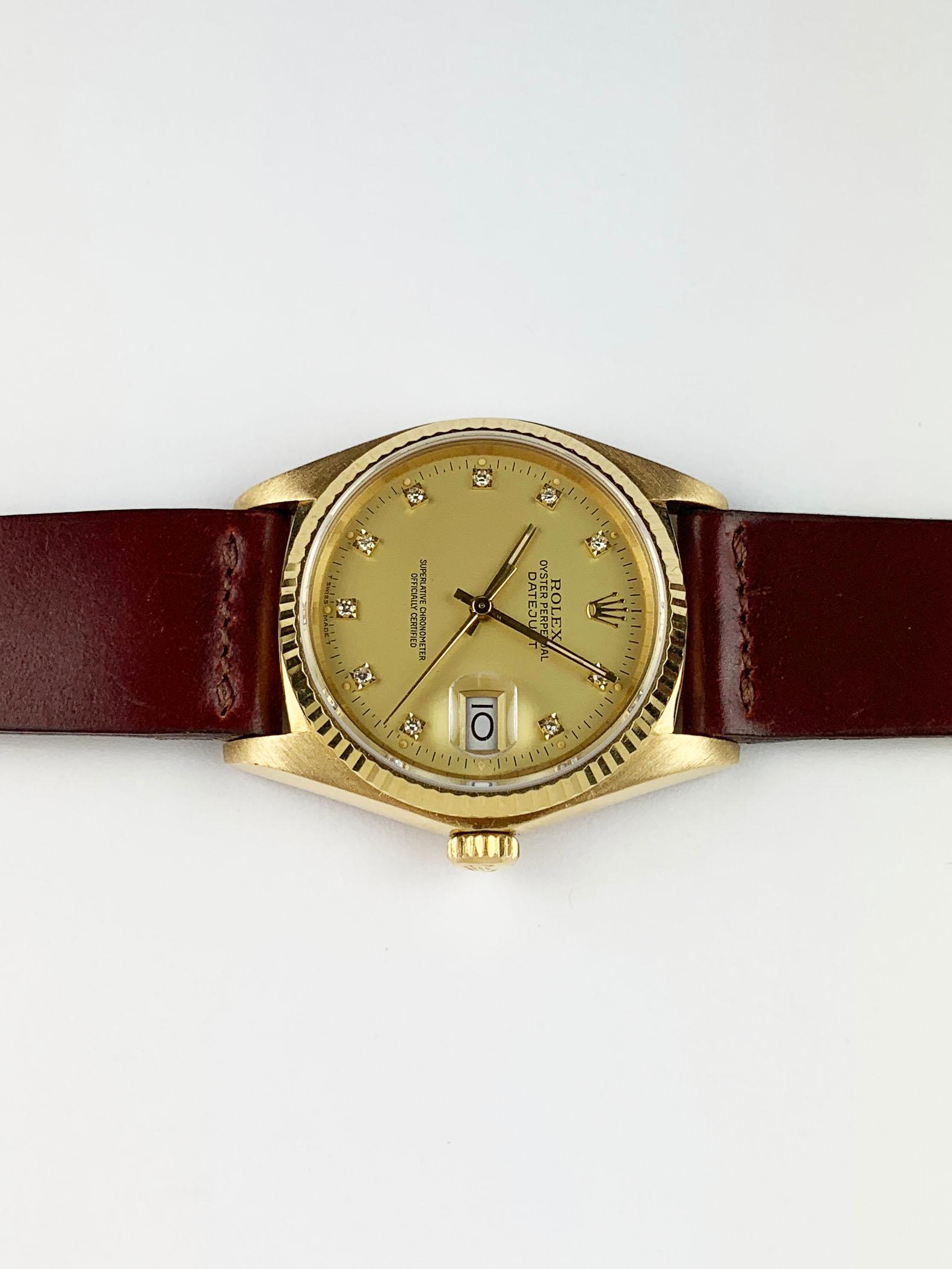 Rolex Yellow Gold Champagne Diamond Dial Datejust Automatic Wristwatch 1