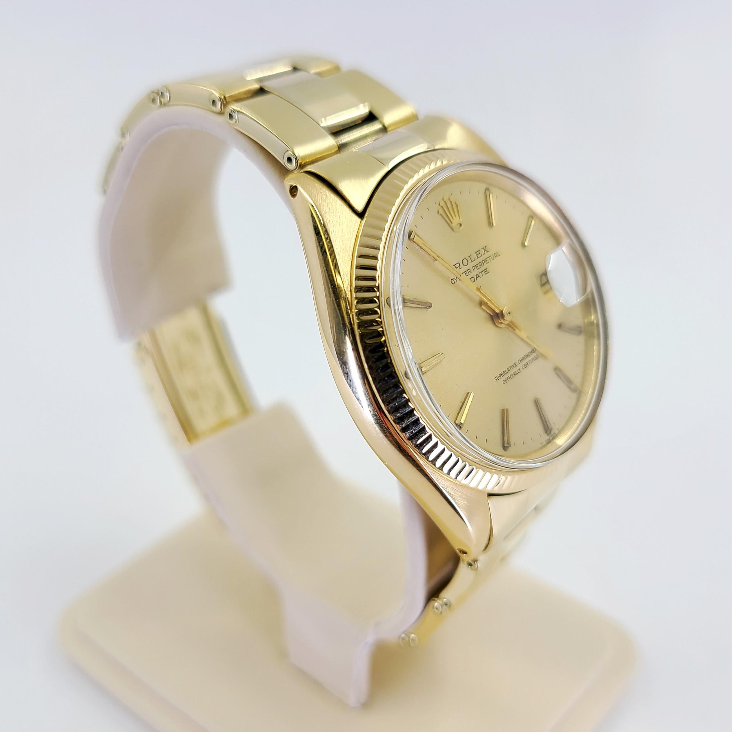 Rolex Yellow Gold Date Automatic Wristwatch For Sale 6