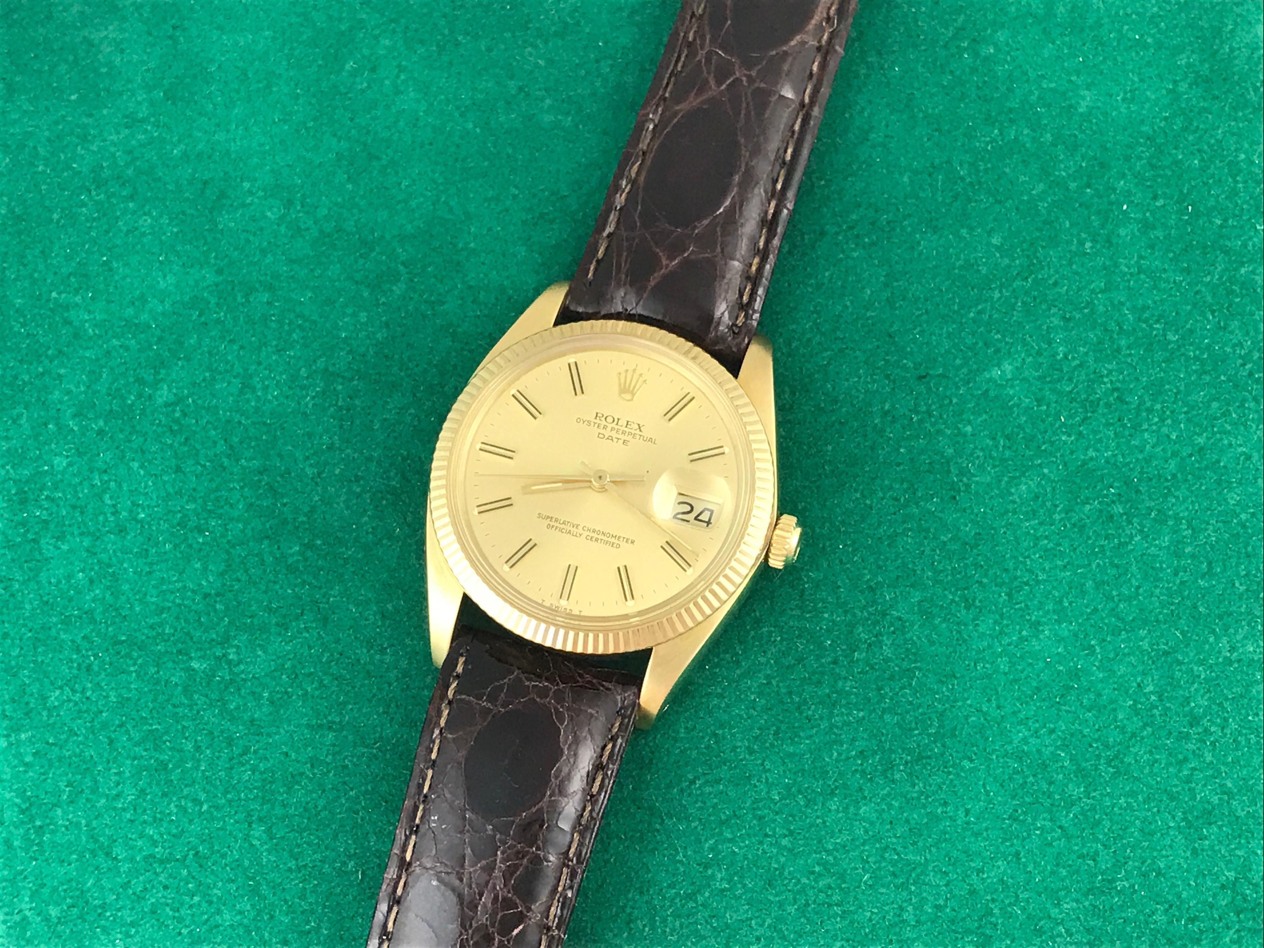 Contemporary Rolex Yellow Gold Date Automatic Wristwatch Ref 1503 For Sale