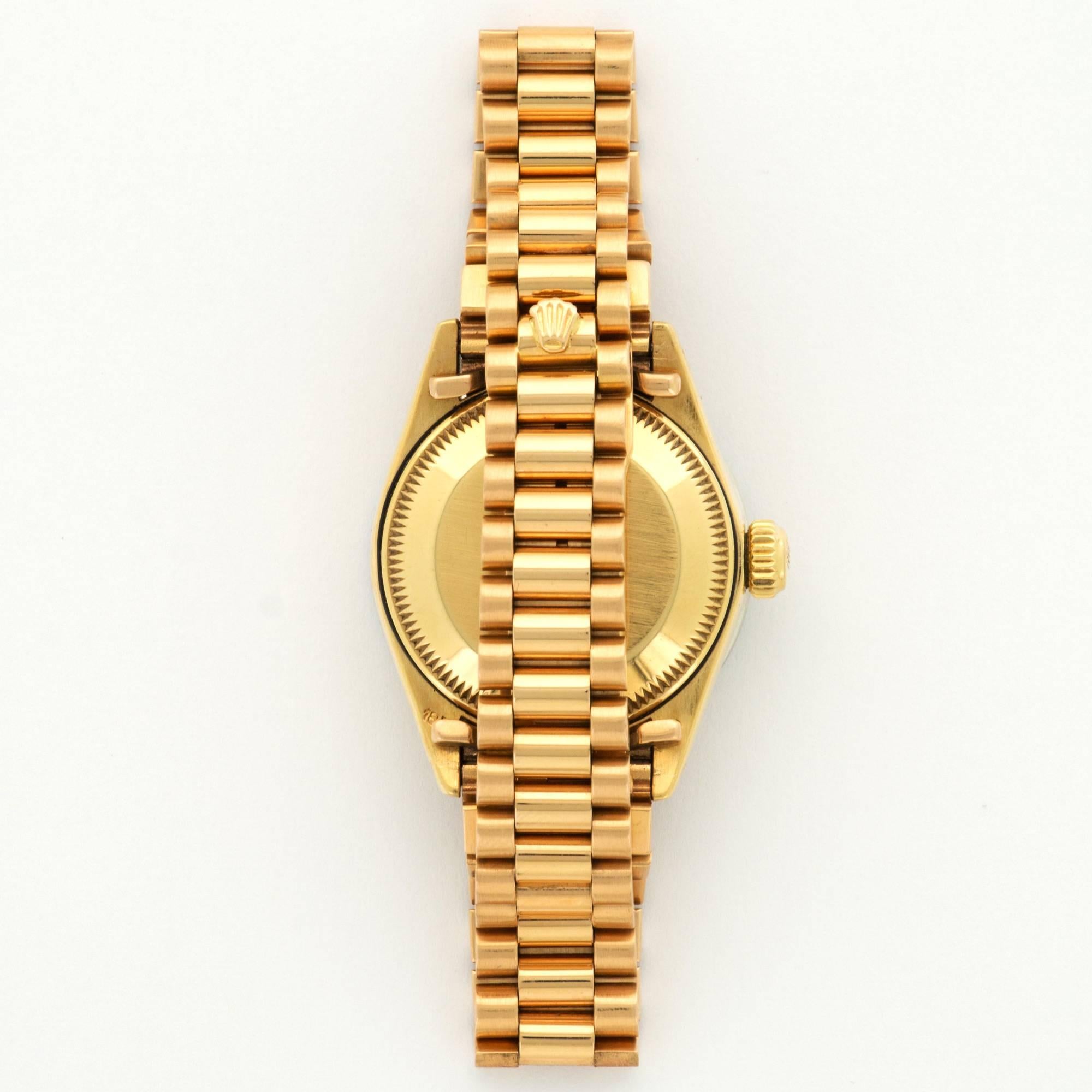 Modern Rolex Yellow Gold Diamond Datejust Blue Stella Dial Wristwatch Ref 6913