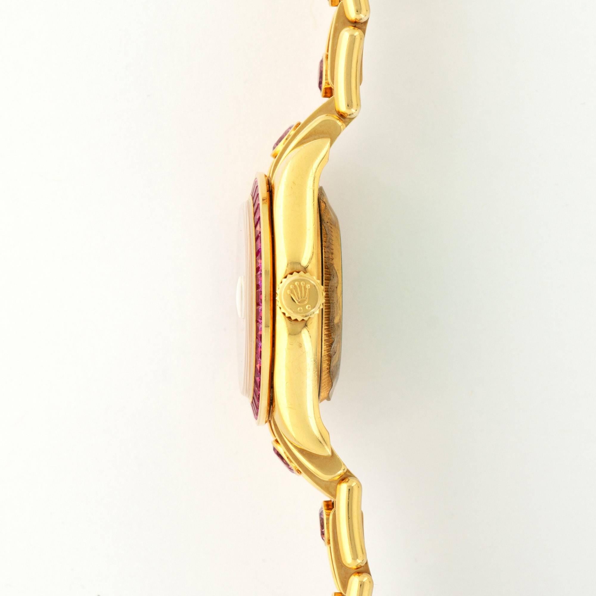 Women's Rolex Yellow Gold Diamond Sapphire Datejust Pearlmaster Automatic Wristwatch