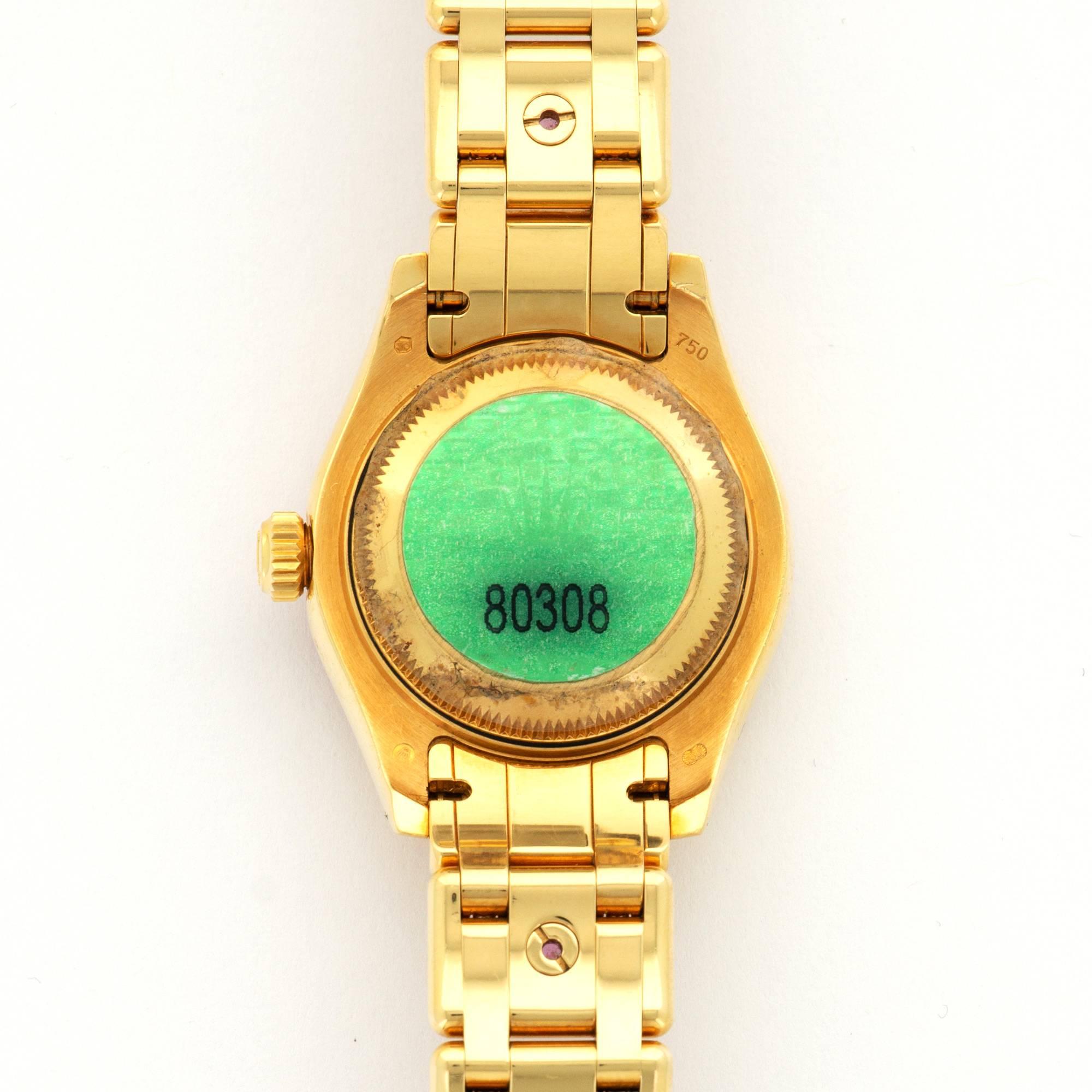 Rolex Yellow Gold Diamond Sapphire Datejust Pearlmaster Automatic Wristwatch 1