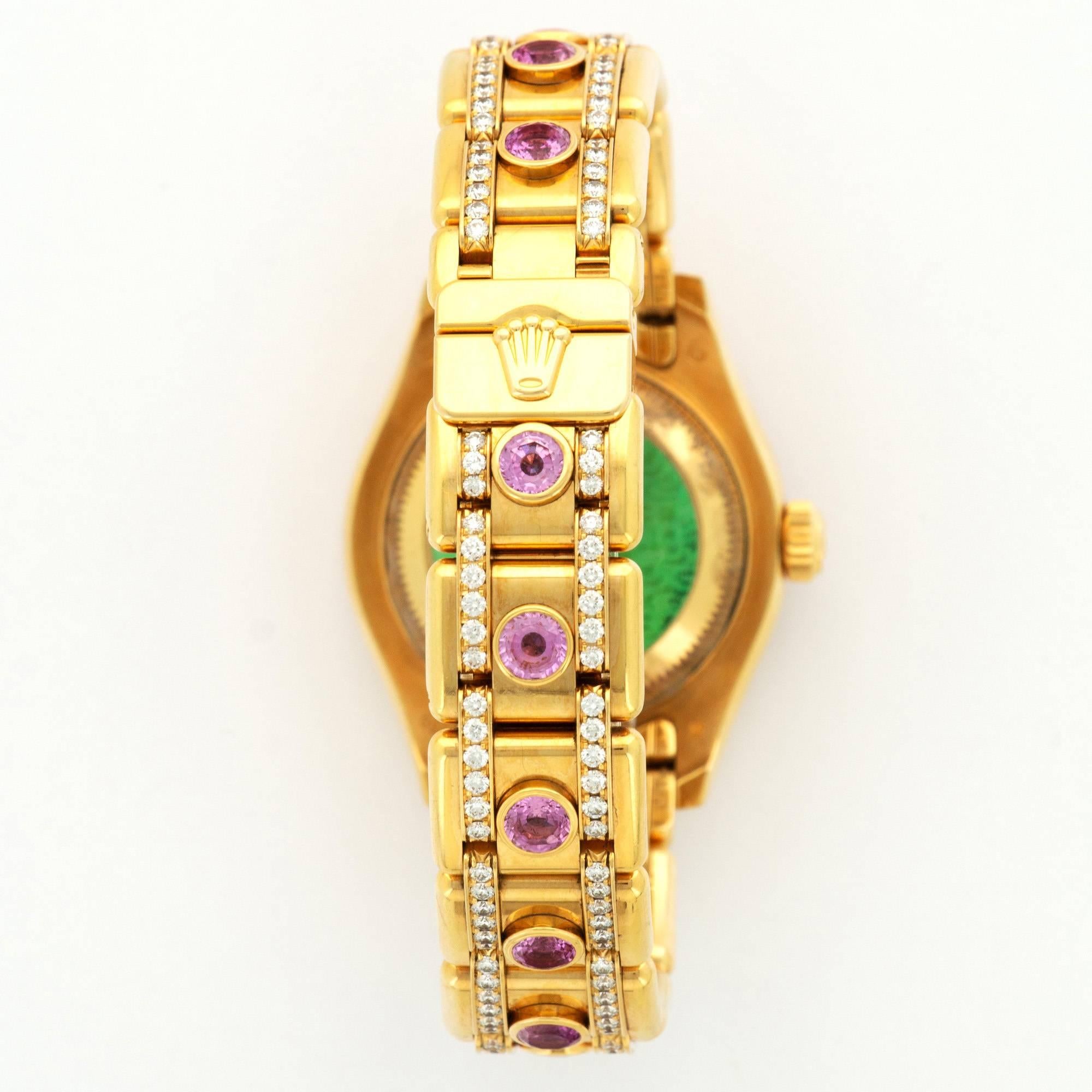 Rolex Yellow Gold Diamond Sapphire Datejust Pearlmaster Automatic Wristwatch 2