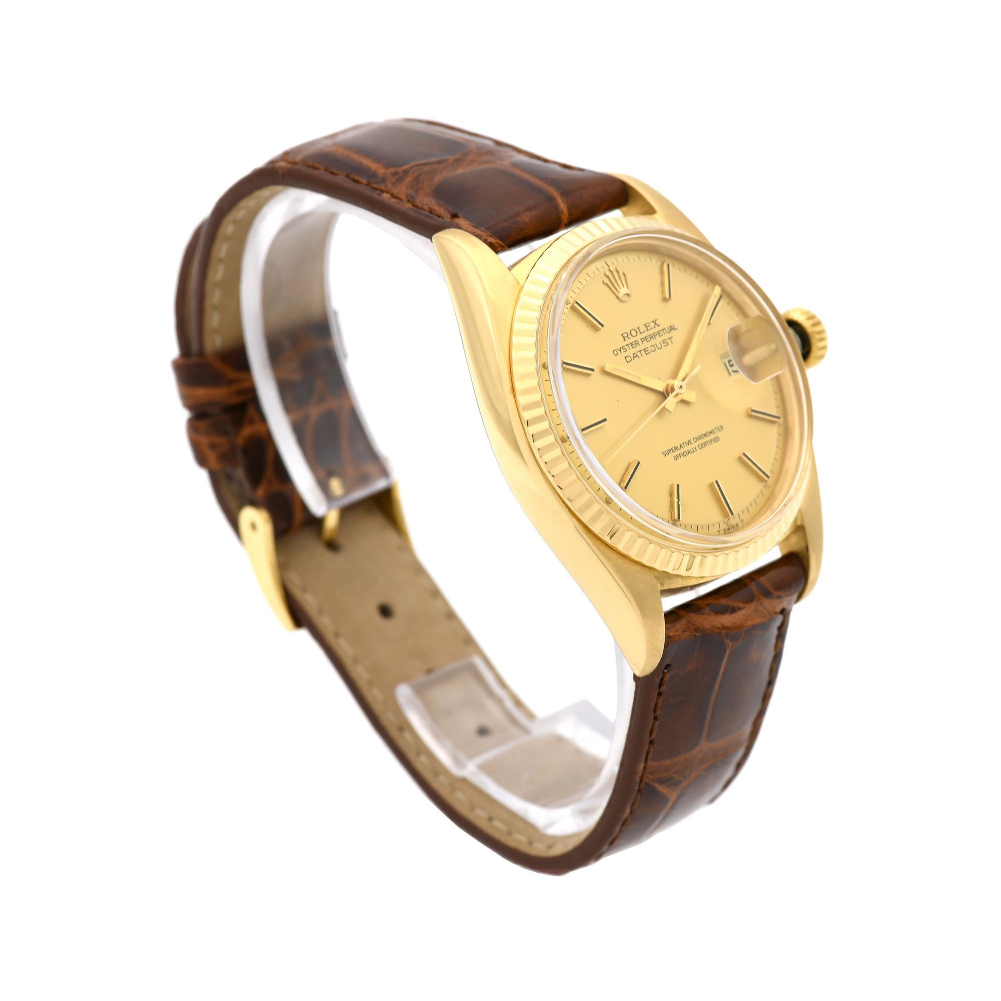 Rolex Yellow Gold Datejust Pie Pan Dial Automatic Wristwatch Ref 1601 2
