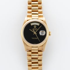 Rolex Yellow Gold Day-Date Black Onyx Dial President Wristwatch, 1990s
