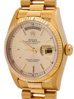 Rolex Yellow Gold Day Date President Self-Winding Wristwatch Ref 18038