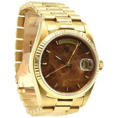Used Rolex Yellow Gold Day-Date President Walnut Dial Automatic Wristwatch Ref 18038