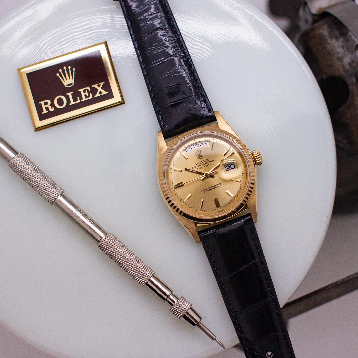 Rolex Yellow Gold Day Date self winding wristwatch Ref 1803, circa 1968 1