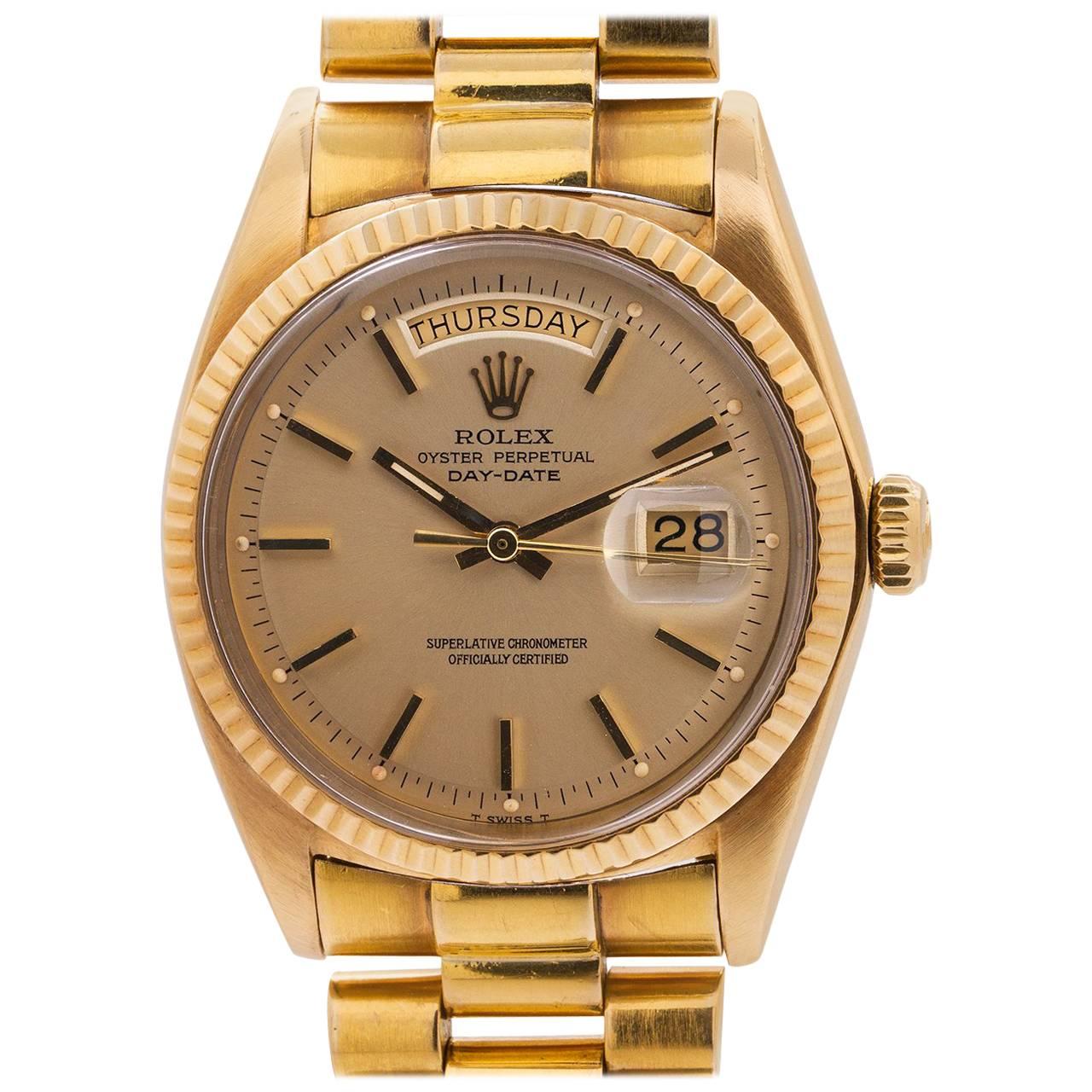 Rolex Yellow Gold Day Date Self Winding Wristwatch Ref 1803, circa 1971