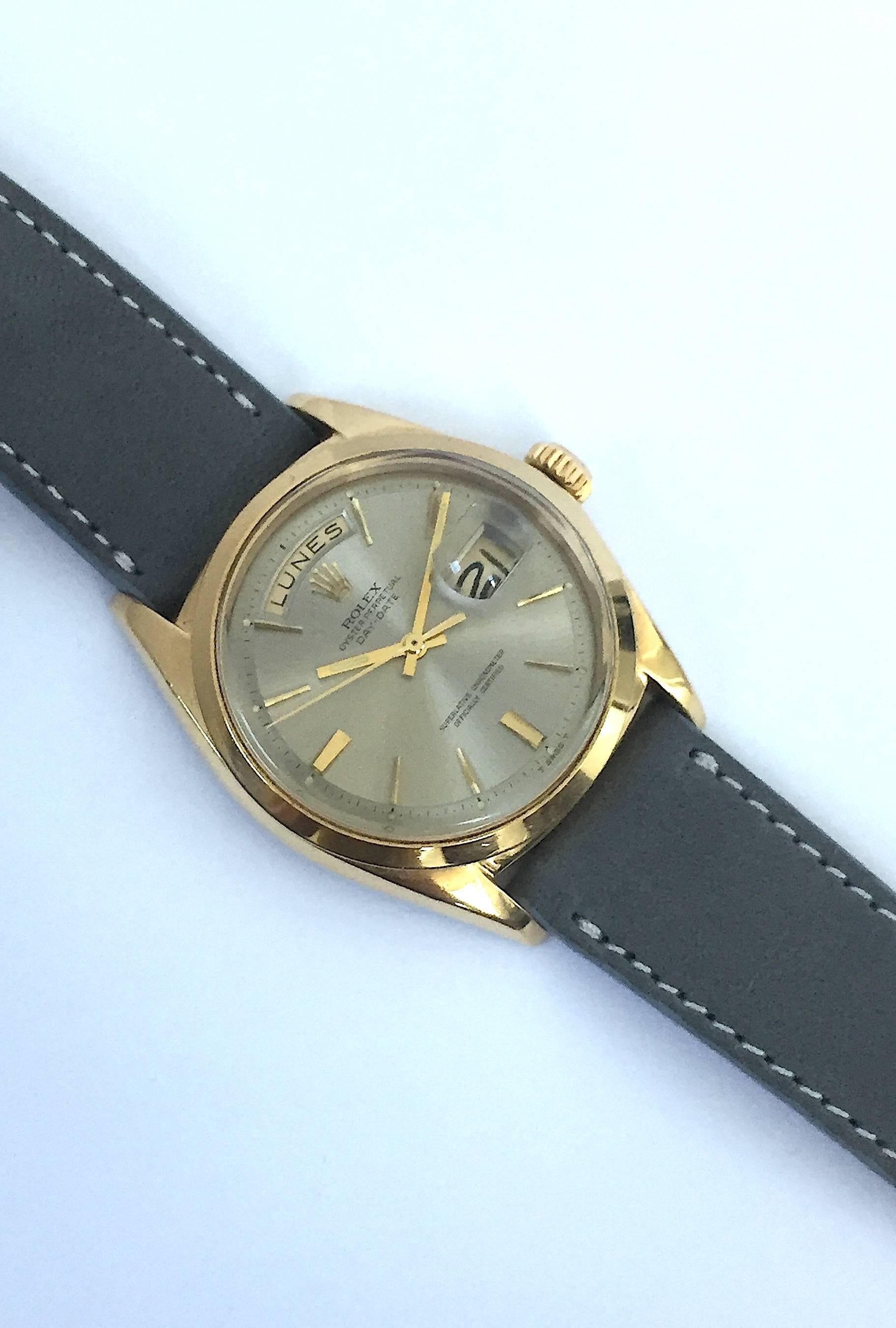 Rolex Yellow Gold Day Date Taupe Dial Automatic Wristwatch, 1960s 1