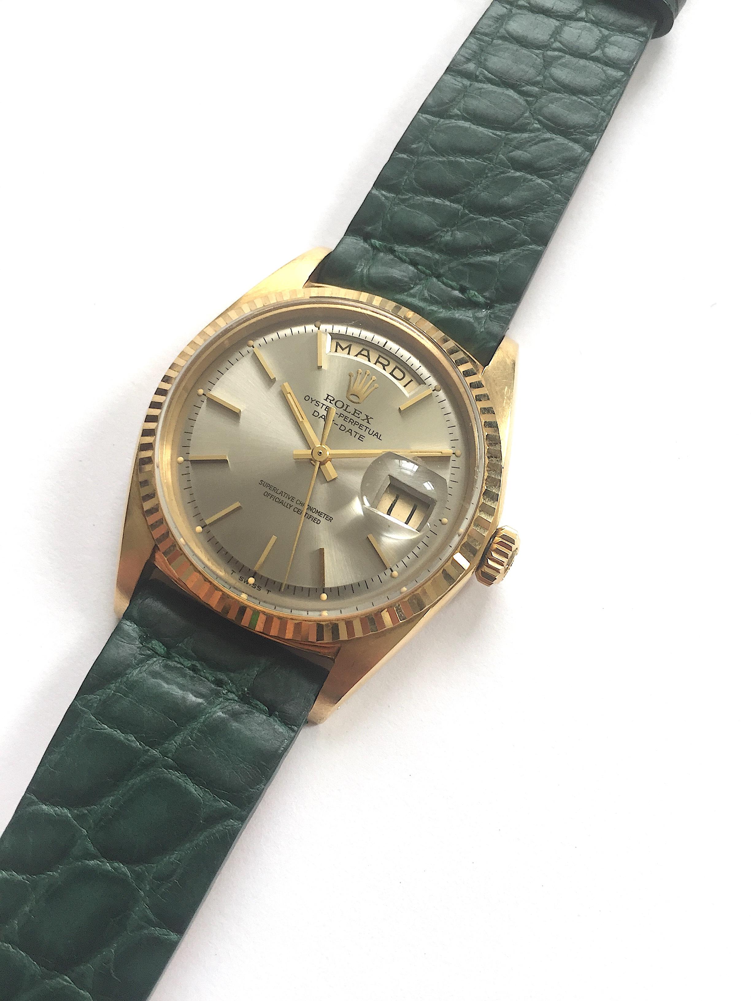 Rolex Yellow Gold Day Date Taupe Dial Automatic Wristwatch, 1960s 2