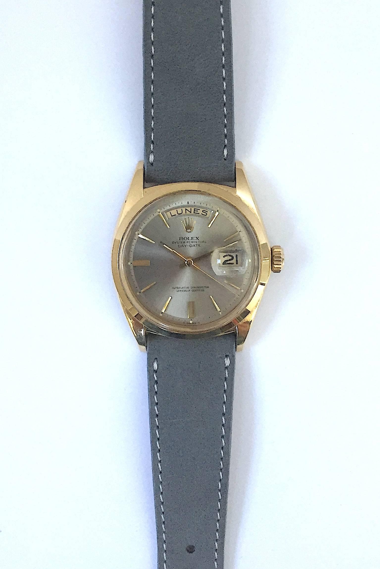 Rolex Yellow Gold Day Date Taupe Dial Automatic Wristwatch, 1960s 3