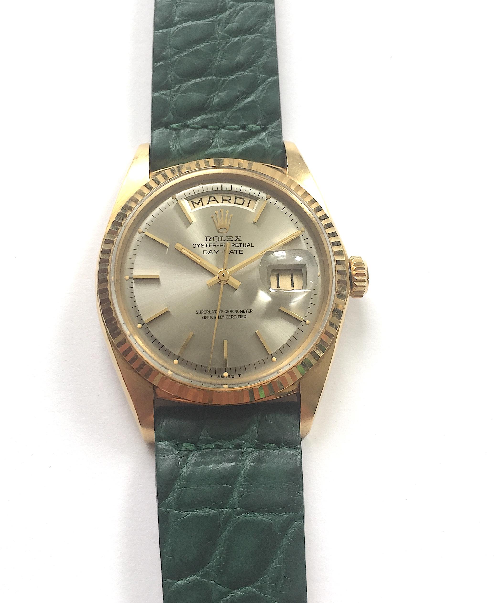 Rolex Yellow Gold Day Date Taupe Dial Automatic Wristwatch, 1960s 3