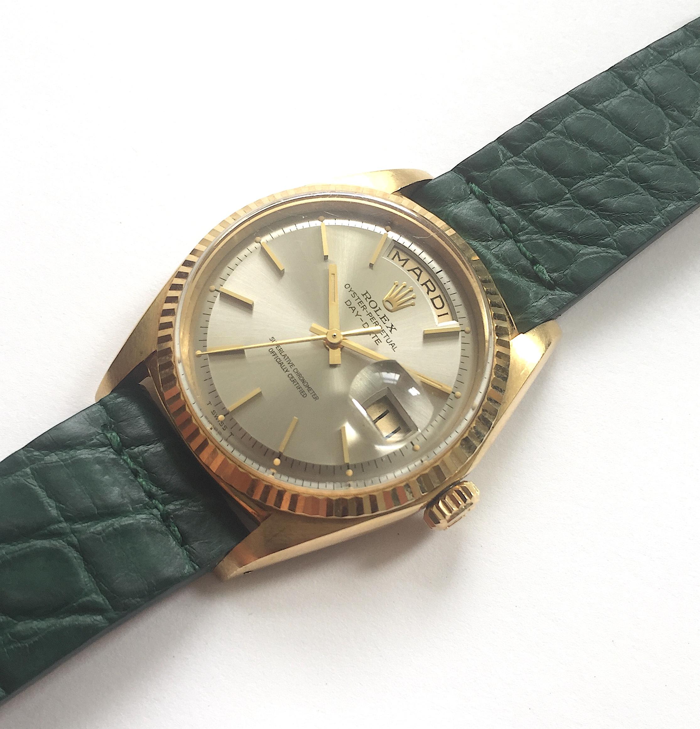 Rolex Yellow Gold Day Date Taupe Dial Automatic Wristwatch, 1960s 4