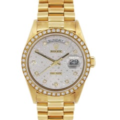 Used Rolex Yellow Gold Diamond Day Date Presidential Pleade Automatic Wristwatch