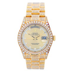 Rolex yellow Gold Diamond Dial President Day-Date Automatic Wristwatch Ref 18138