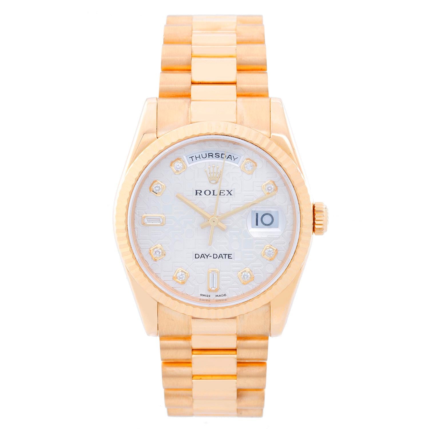 Rolex Yellow Gold Diamond President Day-Date Automatic Wristwatch Ref 118238