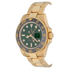 Rolex Yellow Gold GMT-Master II Green Dial Automatic Wristwatch Ref 116718LN