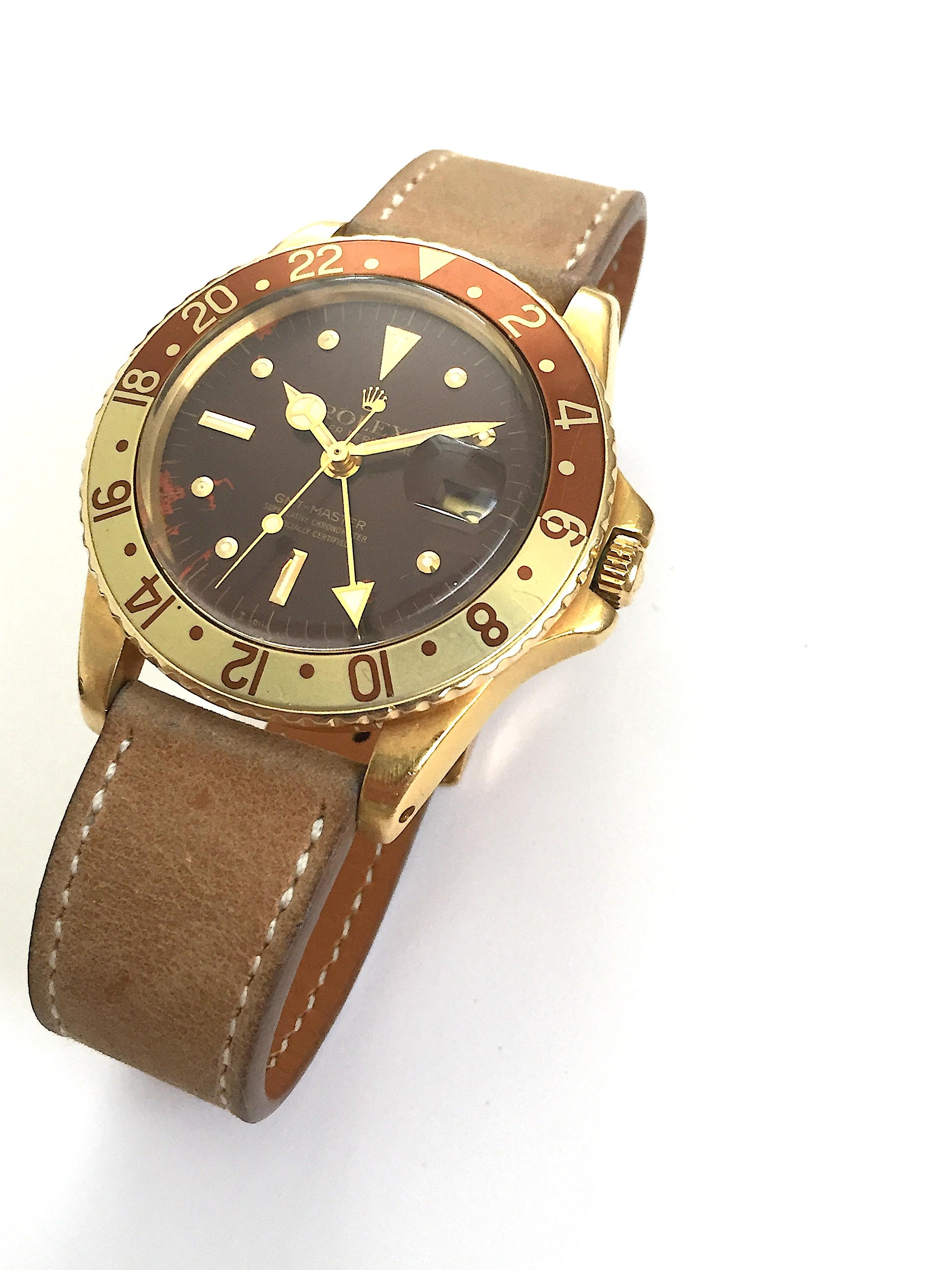 Rolex Yellow Gold GMT Master Root Beer Automatic Wristwatch, 1970s 2