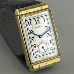 Rolex Yellow Gold Hooded Lugs Vintage Art Deco Wristwatch, 1937