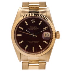 Rolex Yellow Gold Midsize Datejust self winding wristwatch Ref 6827, circa 1982