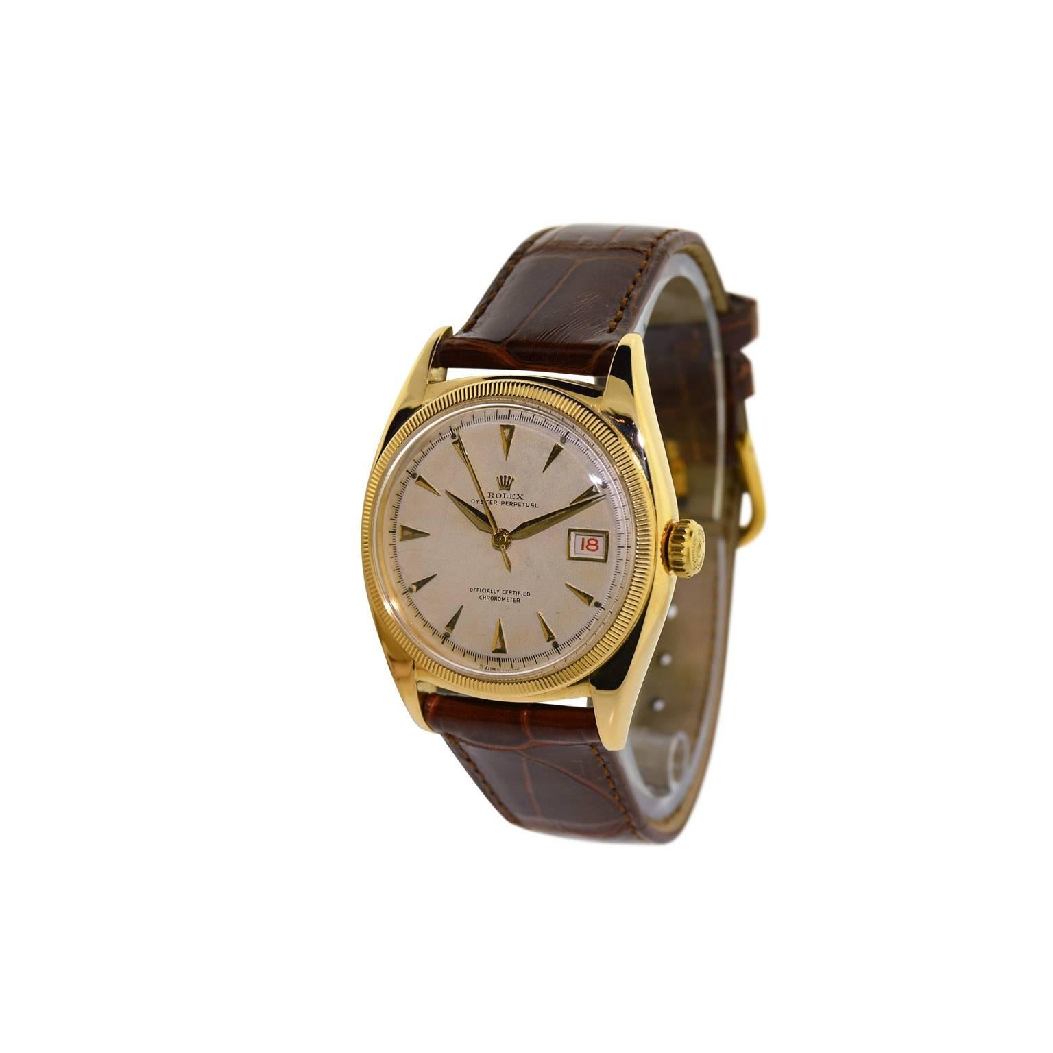 Rolex Gold Ovettone Original Dial Perpetual Watch, From 1949 Anyone Turning 68? In Excellent Condition In Long Beach, CA