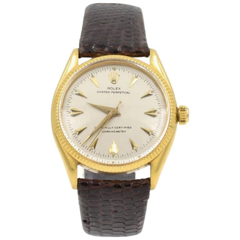 Rolex yellow Gold Oyster Perpetual Chronometer Wristwatch Ref 6567, circa 1967 For Sale