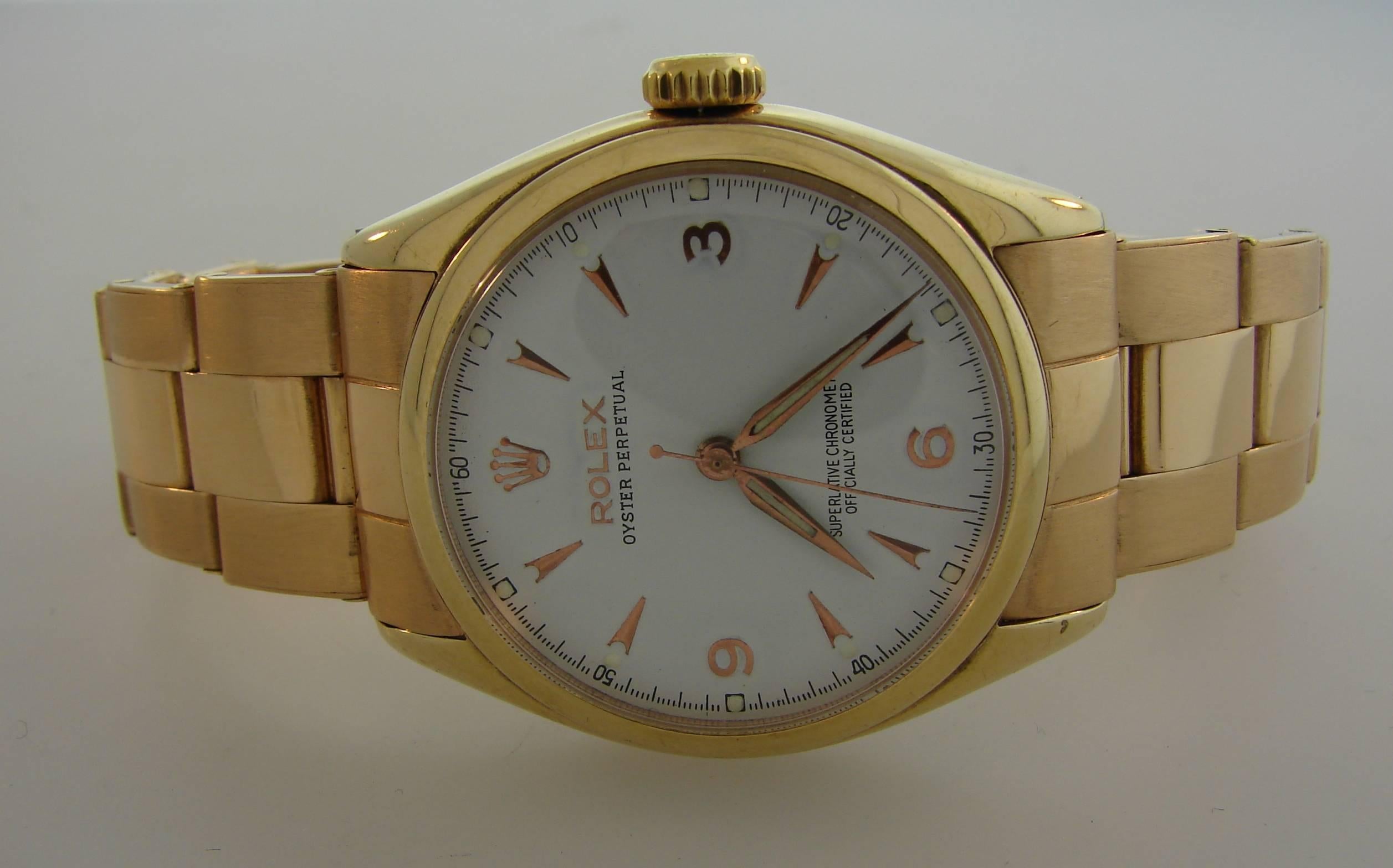 Women's or Men's Rolex Yellow Gold Oyster Perpetual Automatic Wristwatch