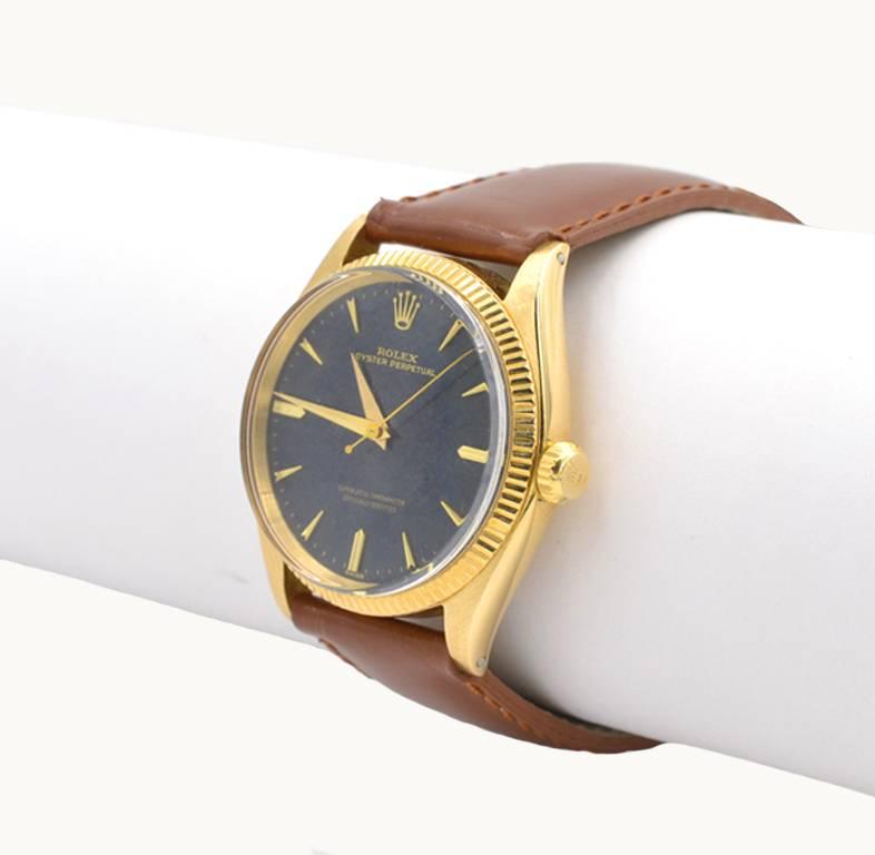 Women's or Men's Rolex yellow Gold Oyster Perpetual Wristwatch Ref 1005, circa 1966 For Sale